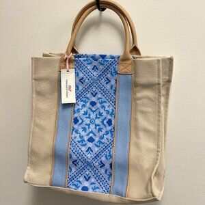 NWT Vineyard Vines Scarf Print Canvas Tote Bag